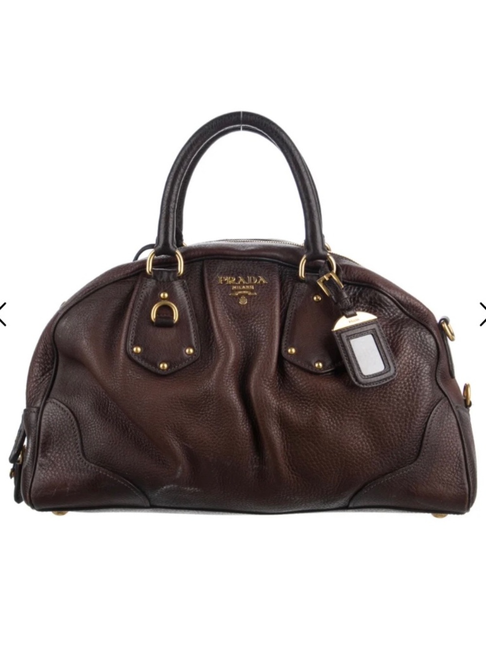 Prada Cervo Antik Leather Bowler Bag